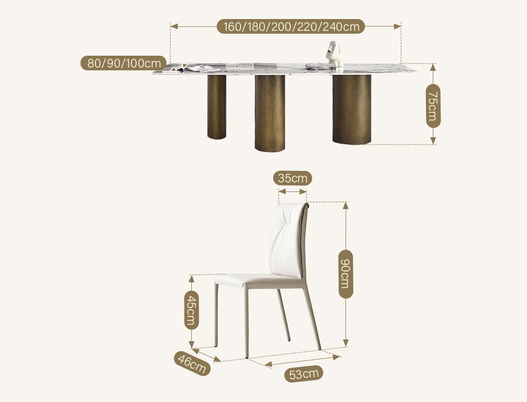 Mira Dining Table, Gold Base - Joe’s Haven