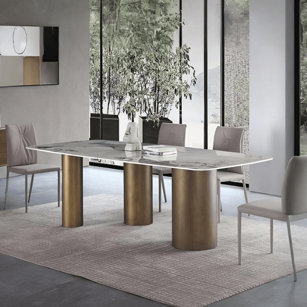 Mira Dining Table, Gold Base - Joe’s Haven