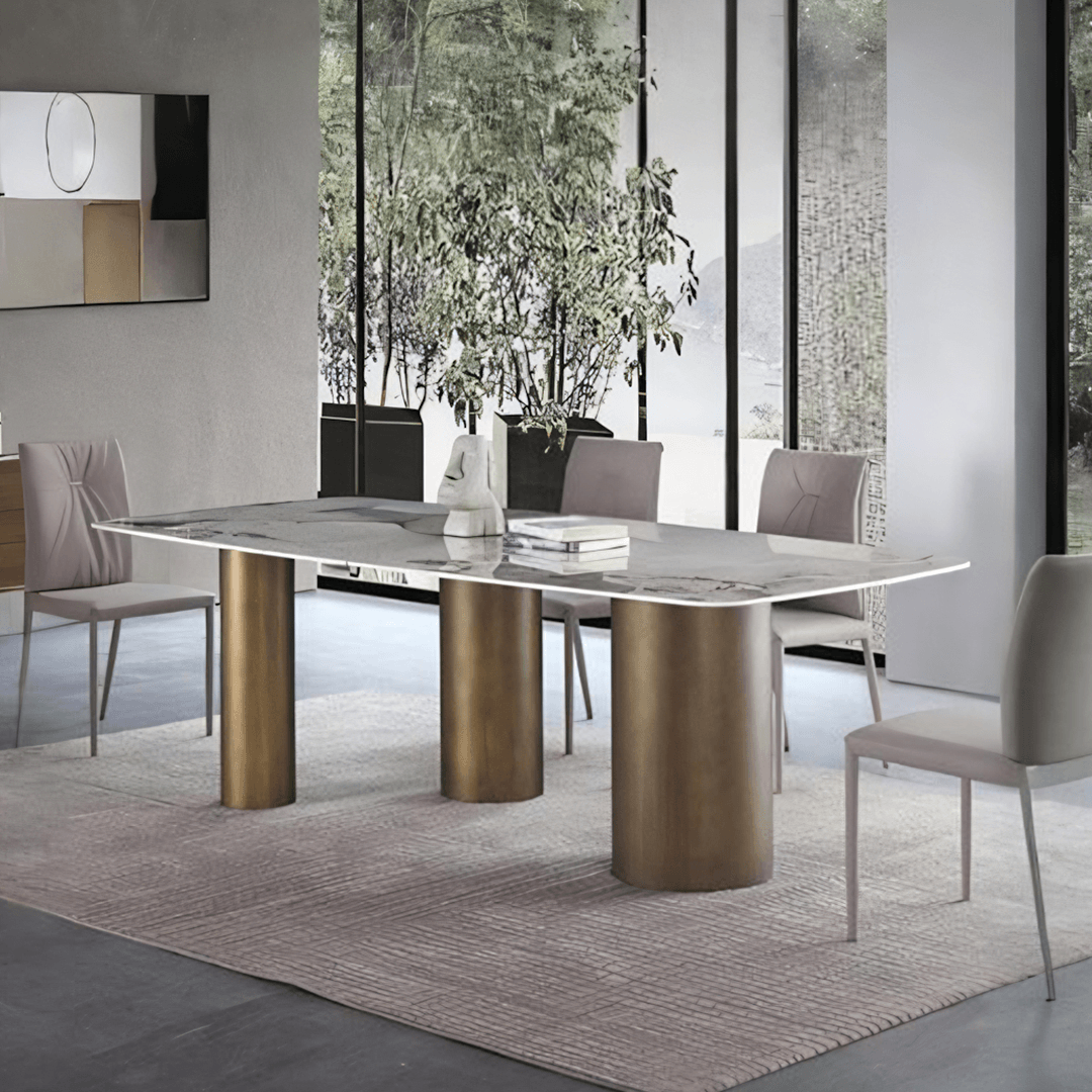 Mira Dining Table, Gold Base - Joe’s Haven