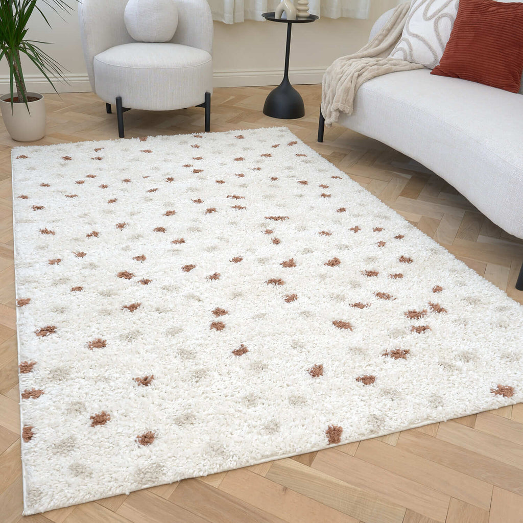 Moodi Shaggy Cream/Terra Biscotti Rug - Joe’s Haven