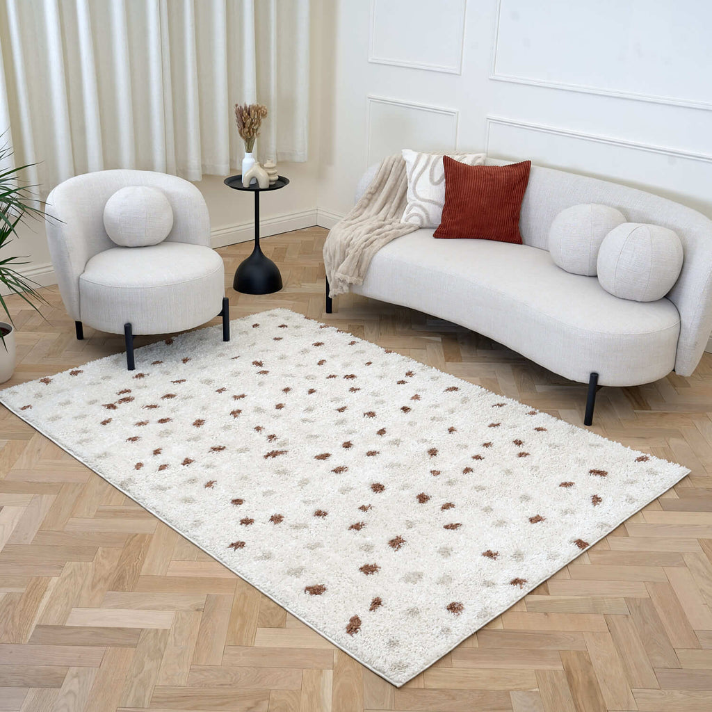 Moodi Shaggy Cream/Terra Biscotti Rug - Joe’s Haven