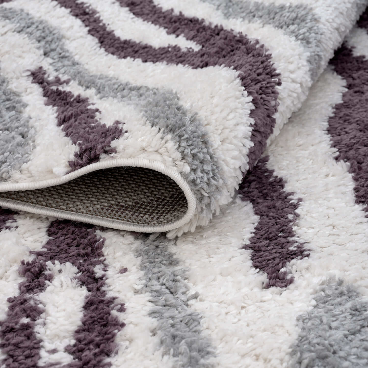 Moodi Shaggy Grey/Purple Mauvine Rug - Joe’s Haven