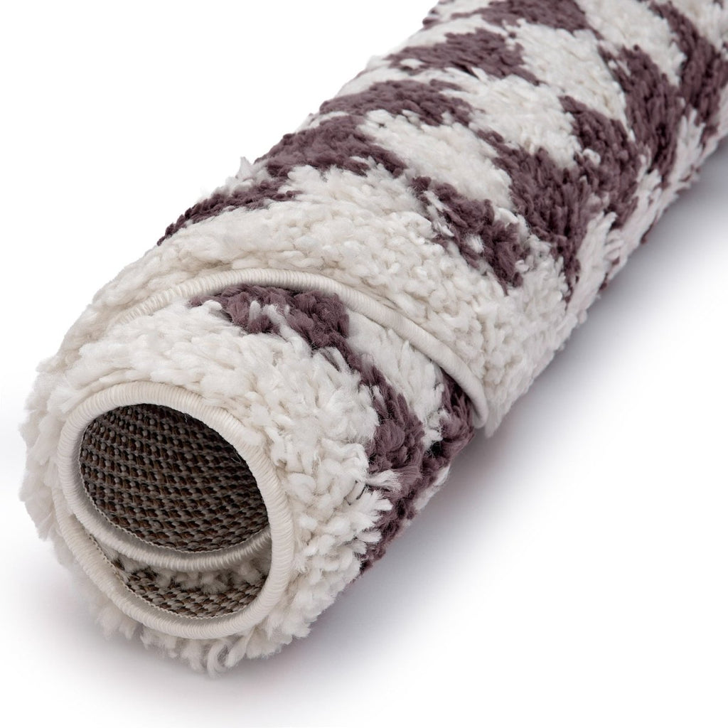 Moodi Shaggy Purple Mosscheck Rug - Joe’s Haven