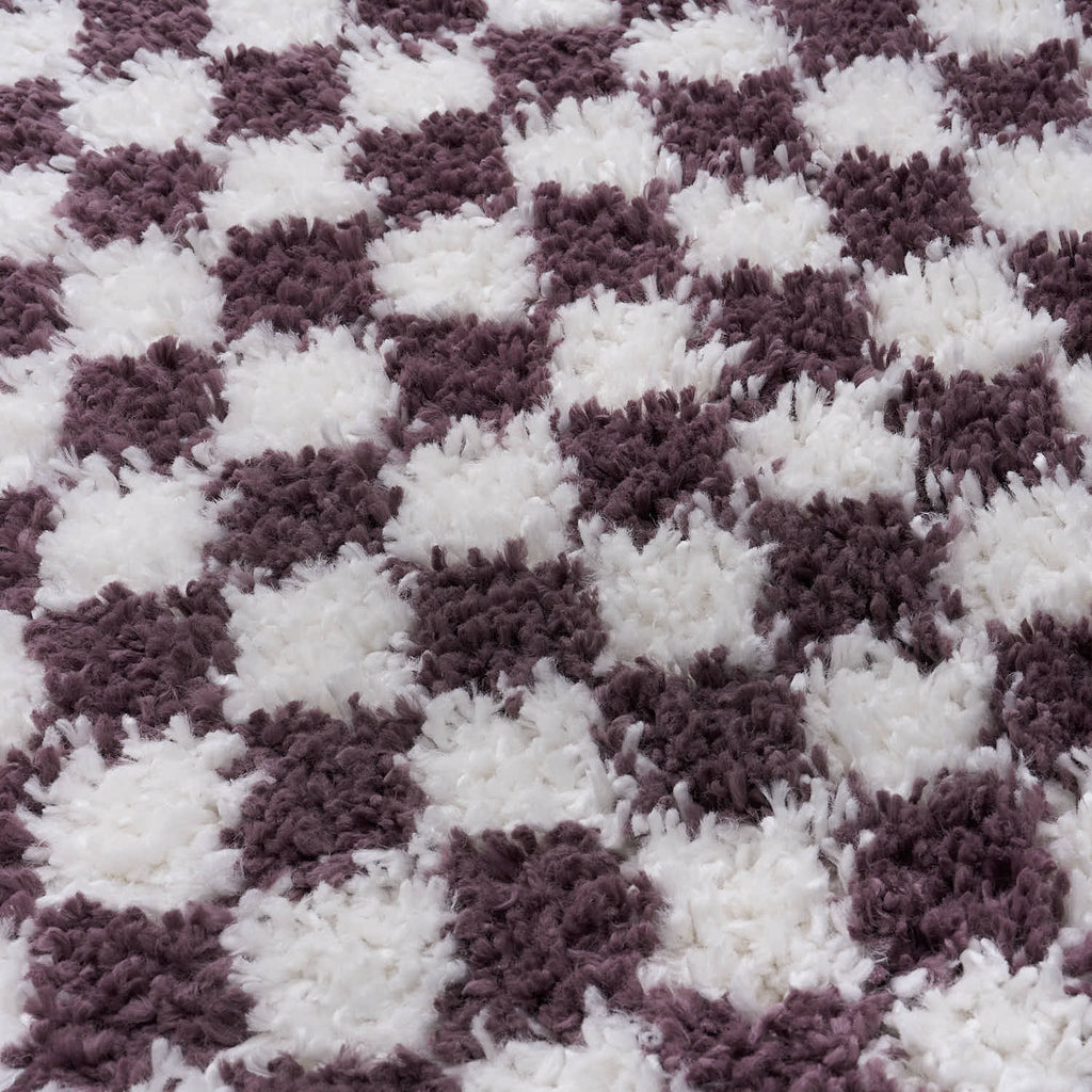 Moodi Shaggy Purple Mosscheck Rug - Joe’s Haven