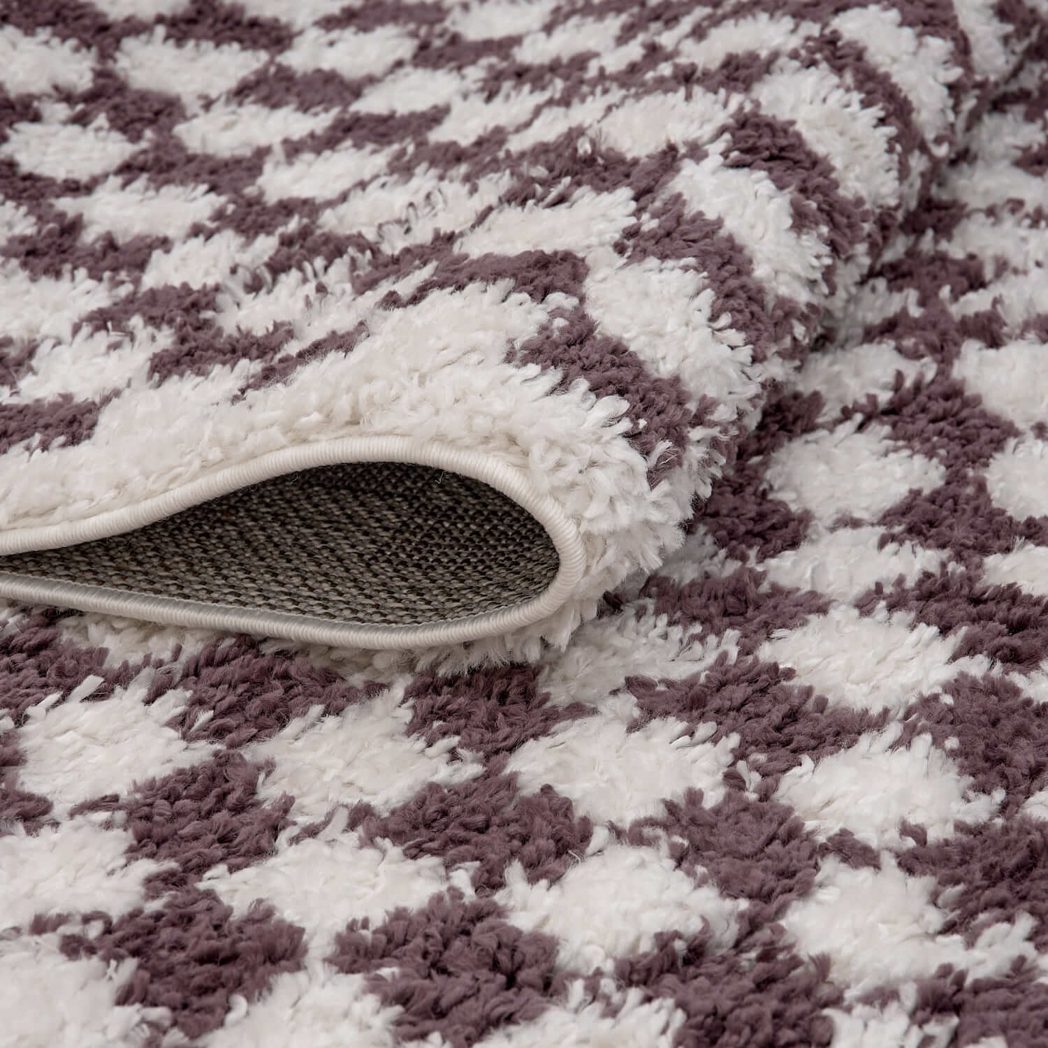 Moodi Shaggy Purple Mosscheck Rug - Joe’s Haven