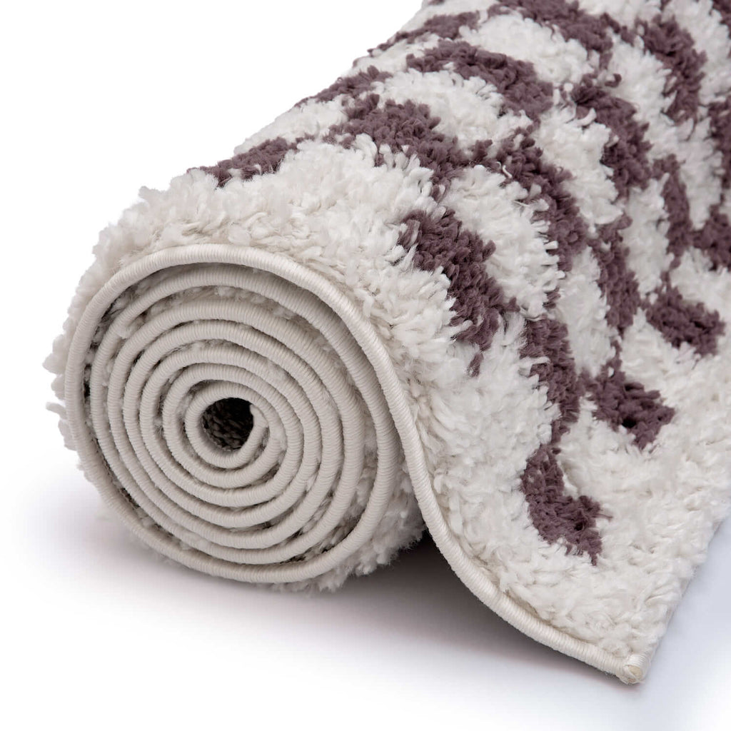 Moodi Shaggy Purple Mosscheck Rug - Joe’s Haven