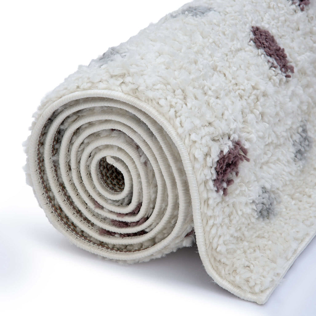 Moodi Shaggy Grey/Purple Plumetis Rug - Joe’s Haven
