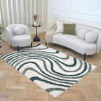 Moodi Shaggy Green Rippletide Rug - Joe’s Haven