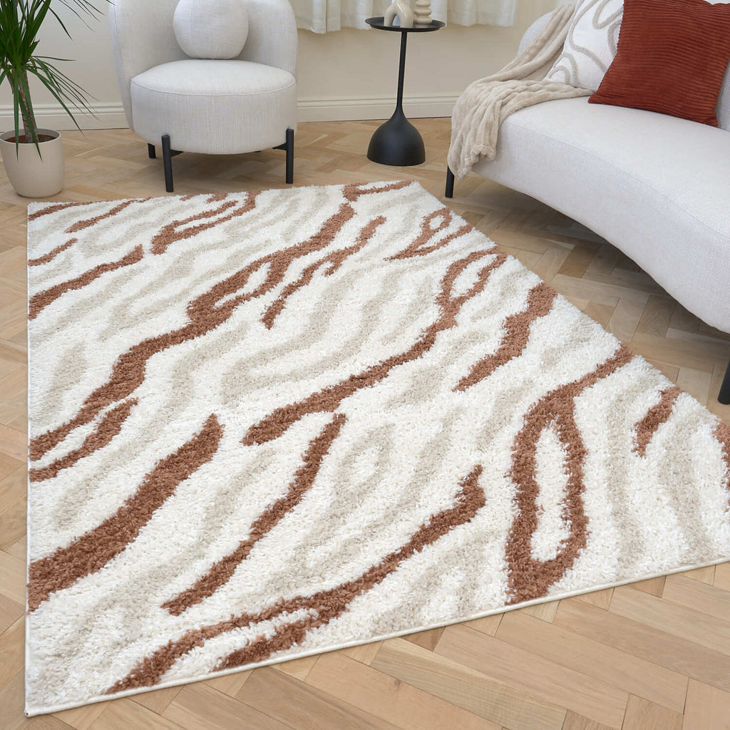 Moodi Shaggy Cream/Terra Savara Rug - Joe’s Haven