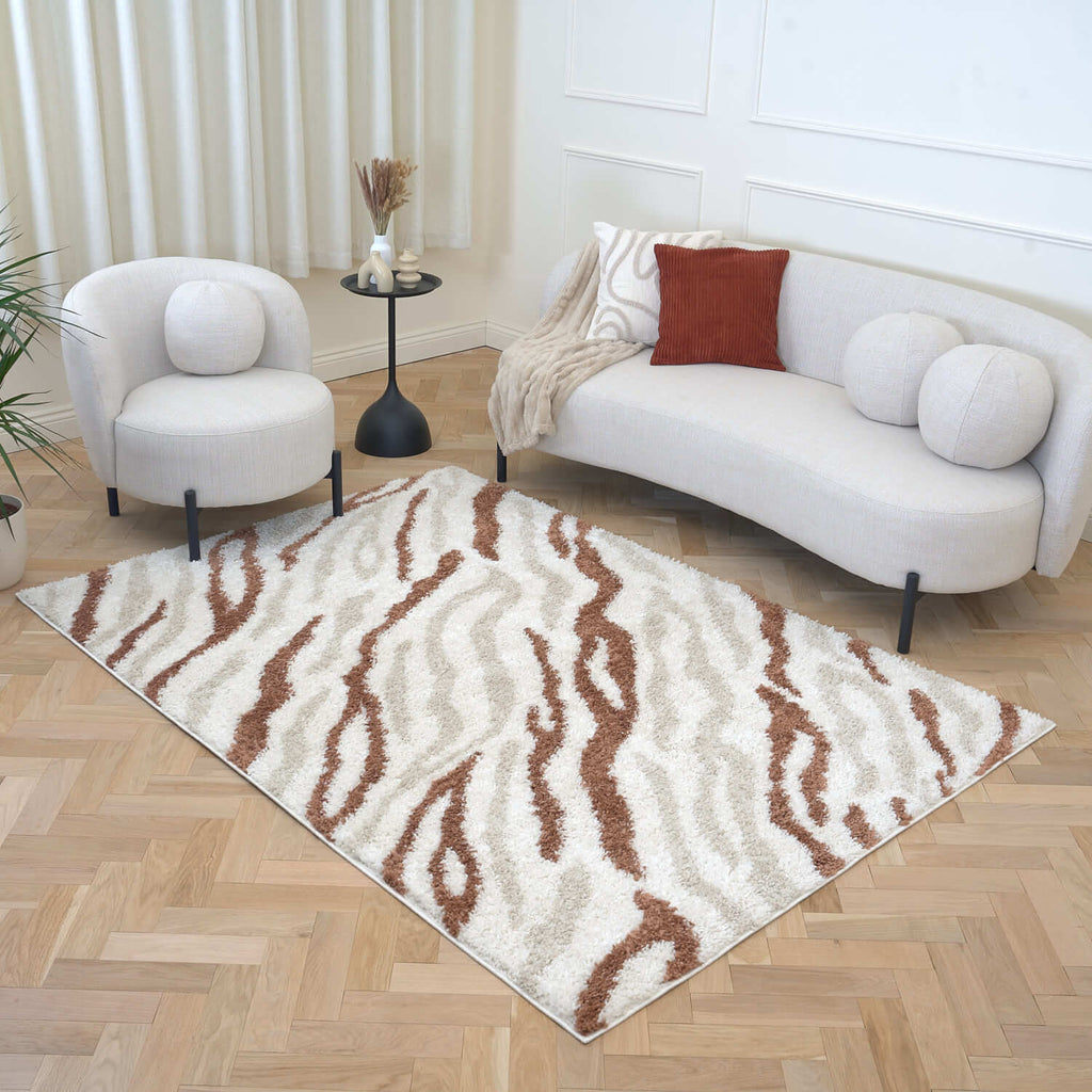 Moodi Shaggy Cream/Terra Savara Rug - Joe’s Haven