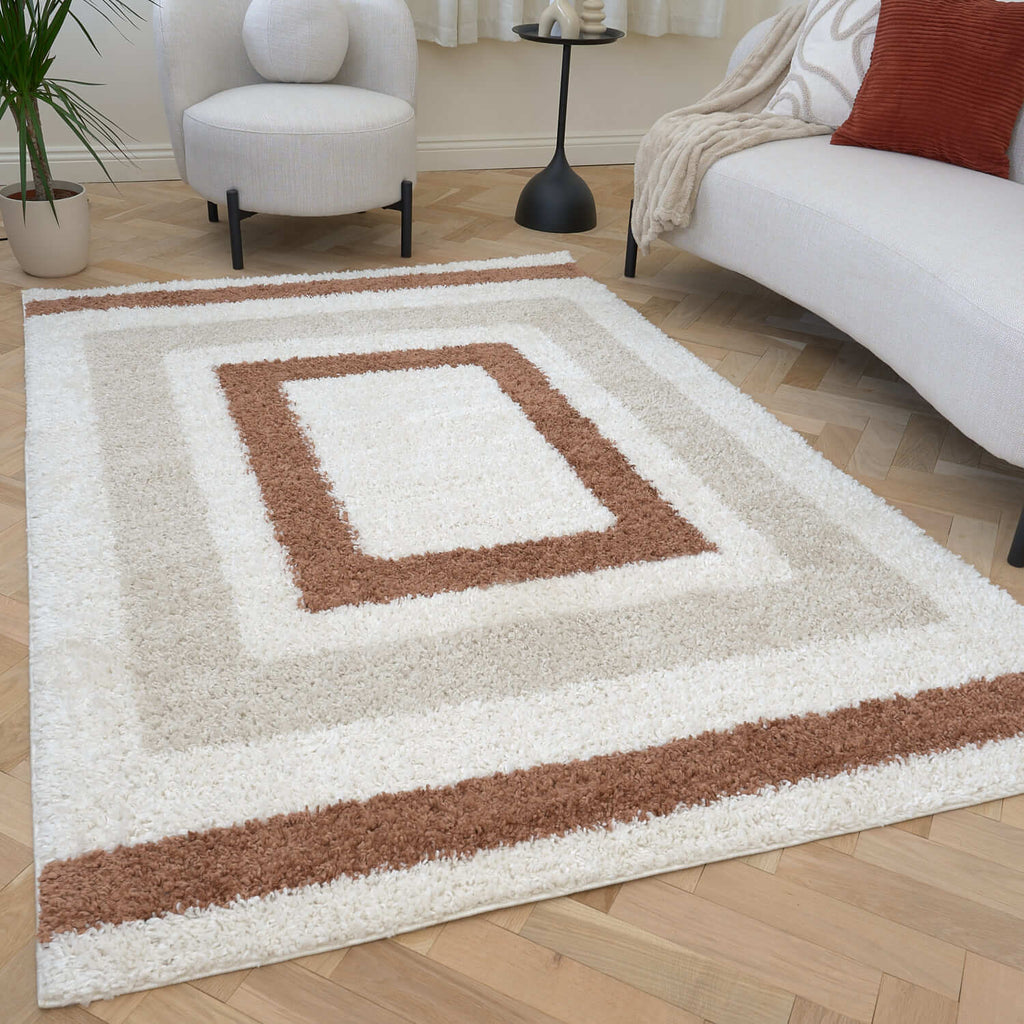 Moodi Shaggy Cream/Terra Slatefern Rug - Joe’s Haven