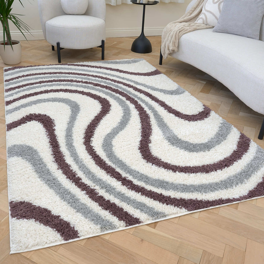 Moodi Shaggy Grey/Purple Smokeberry Rug - Joe’s Haven