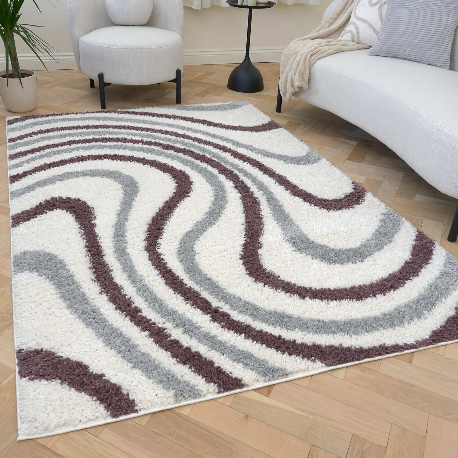 Moodi Shaggy Grey/Purple Smokeberry Rug - Joe’s Haven