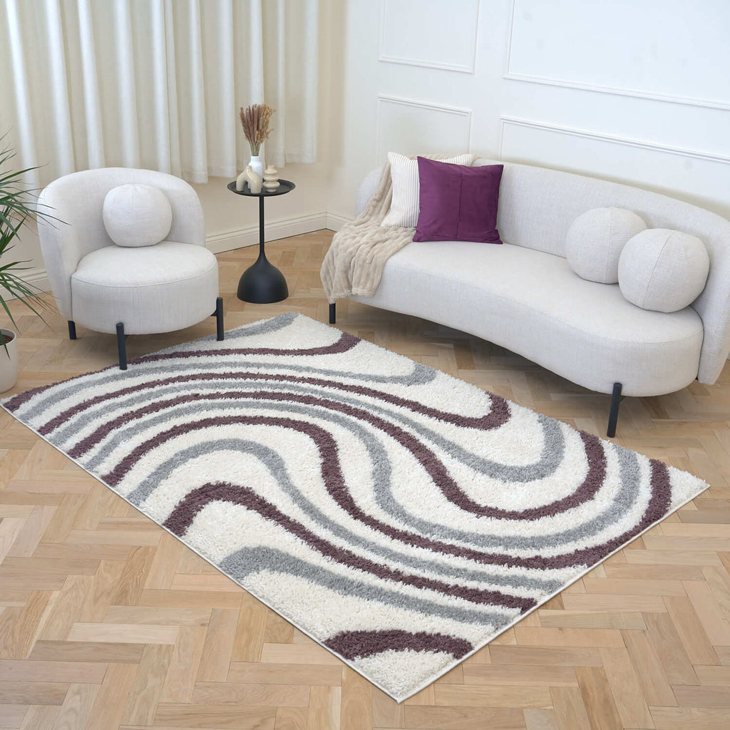 Moodi Shaggy Grey/Purple Smokeberry Rug - Joe’s Haven