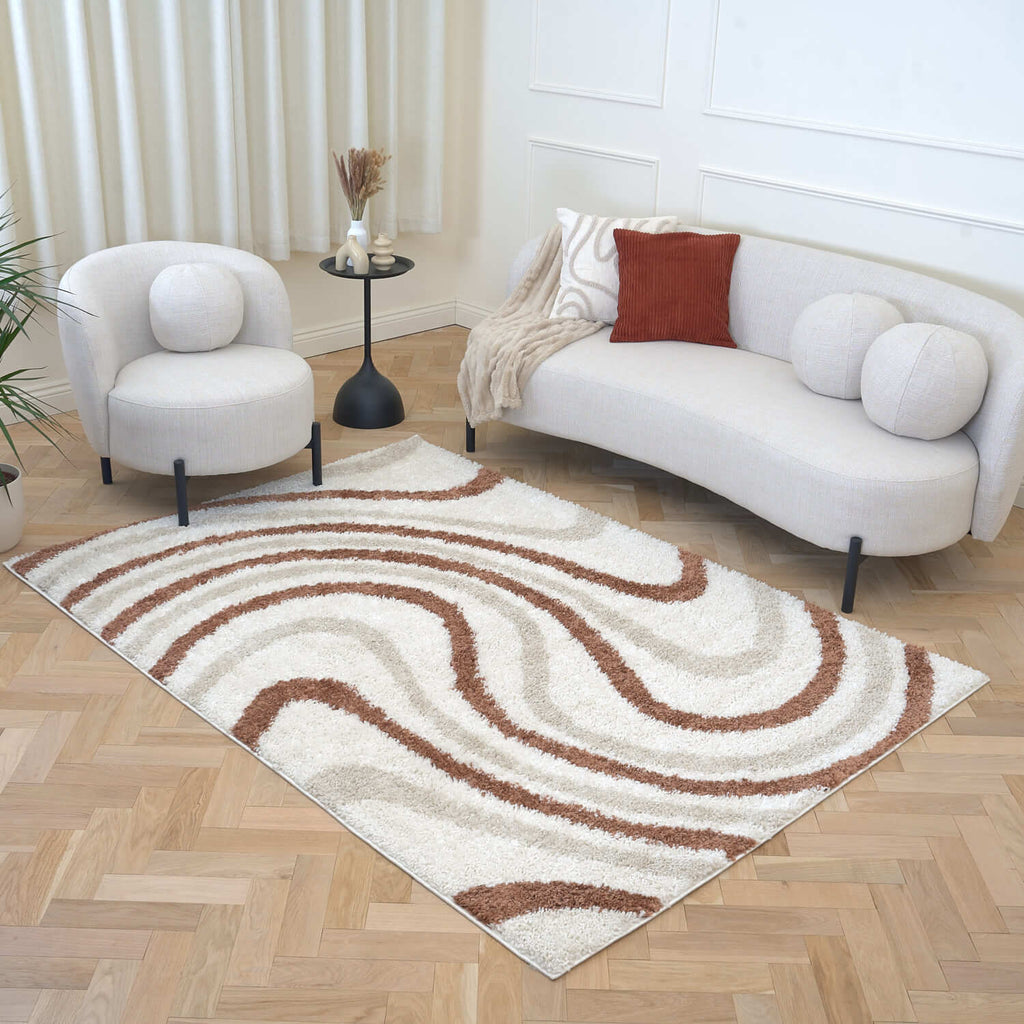 Moodi Shaggy Cream/Terra Sunhaze Rug - Joe’s Haven