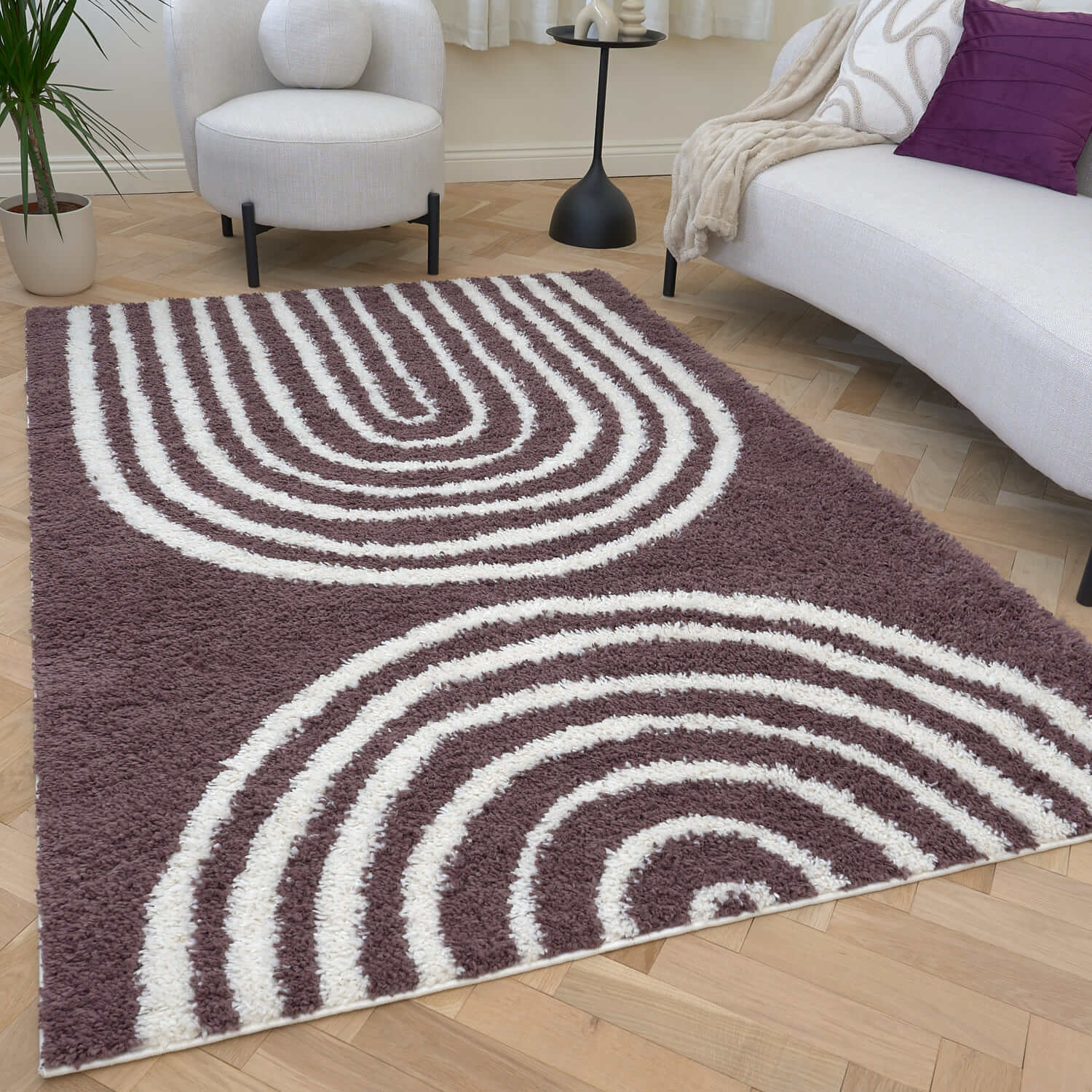 Moodi Shaggy Purple Velvetine Rug - Joe’s Haven