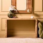 Natural Burl Wood Curved Console Table with Smooth Curved Edges, Mota - Joe’s Haven