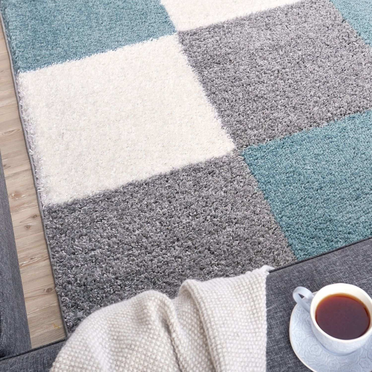 Myshaggy Geometric Duck Egg Blue Rug - Joe’s Haven