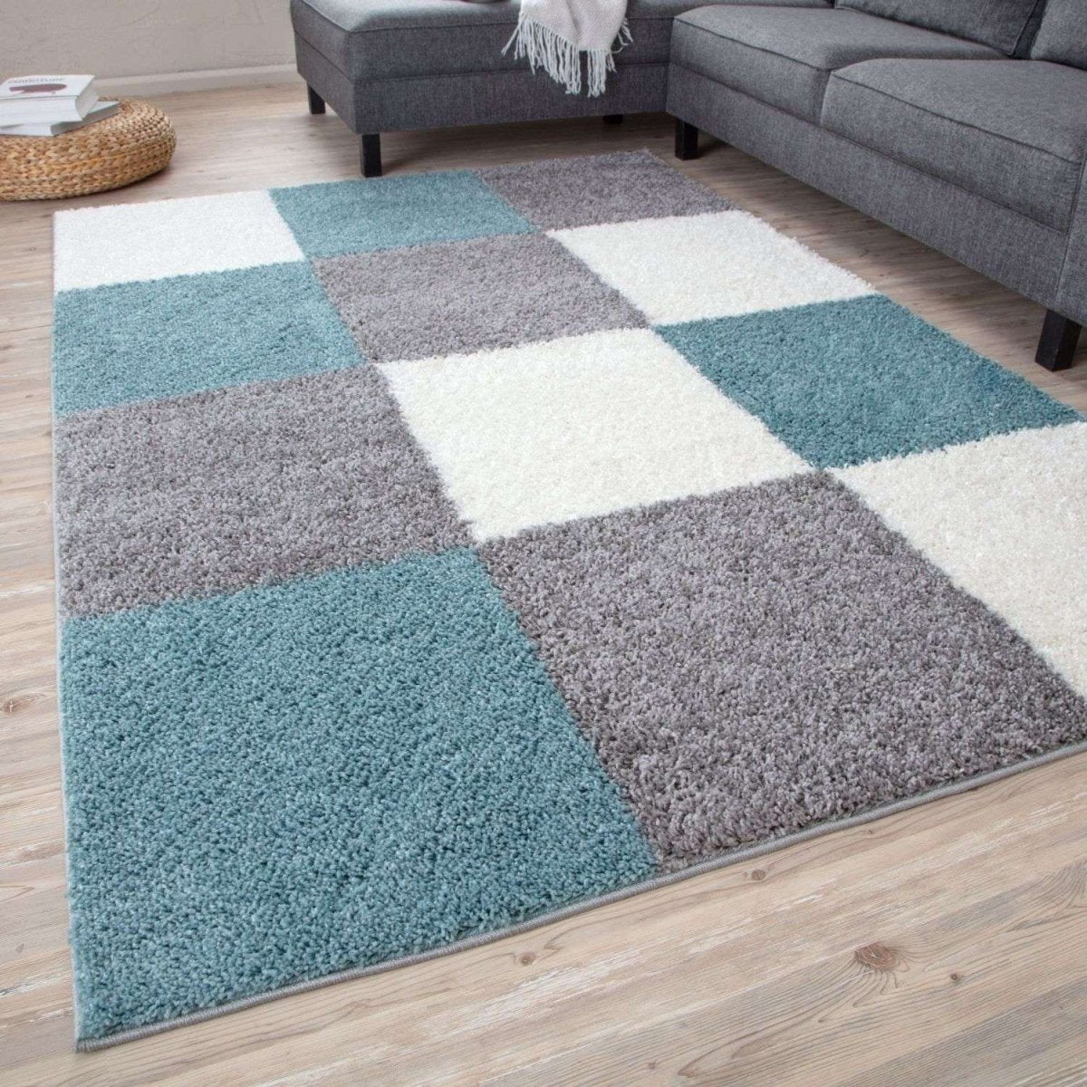 Myshaggy Geometric Duck Egg Blue Rug - Joe’s Haven