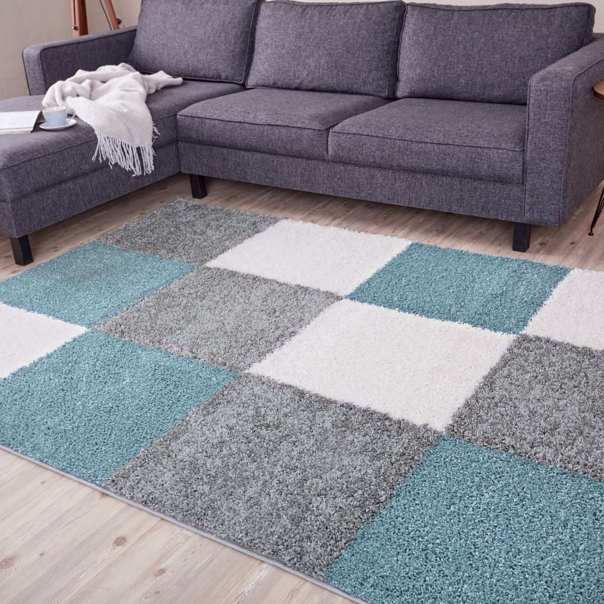 Myshaggy Geometric Duck Egg Blue Rug - Joe’s Haven