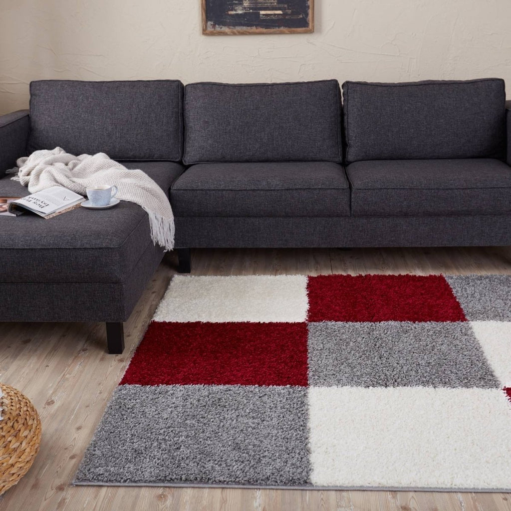Myshaggy Geometric Red Rug - Joe’s Haven