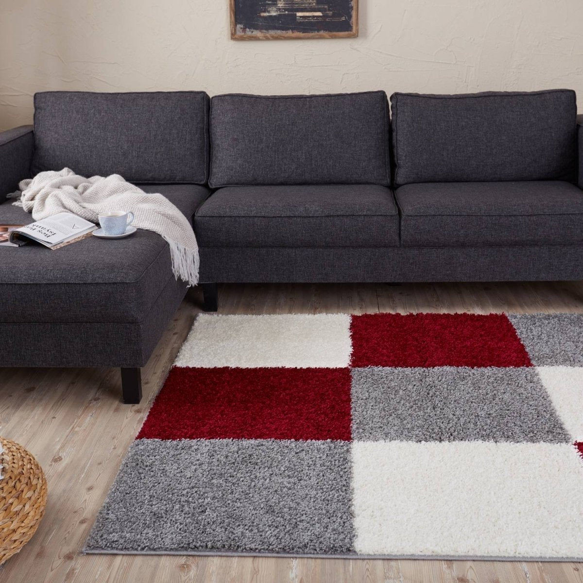 Myshaggy Geometric Red Rug - Joe’s Haven