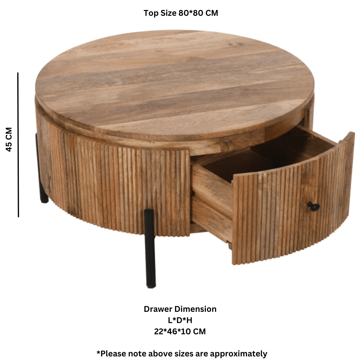 York Natural Solid Wood Coffee Table With Metal Legs - Joe’s Haven