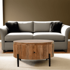 York Natural Solid Wood Coffee Table With Metal Legs - Joe’s Haven