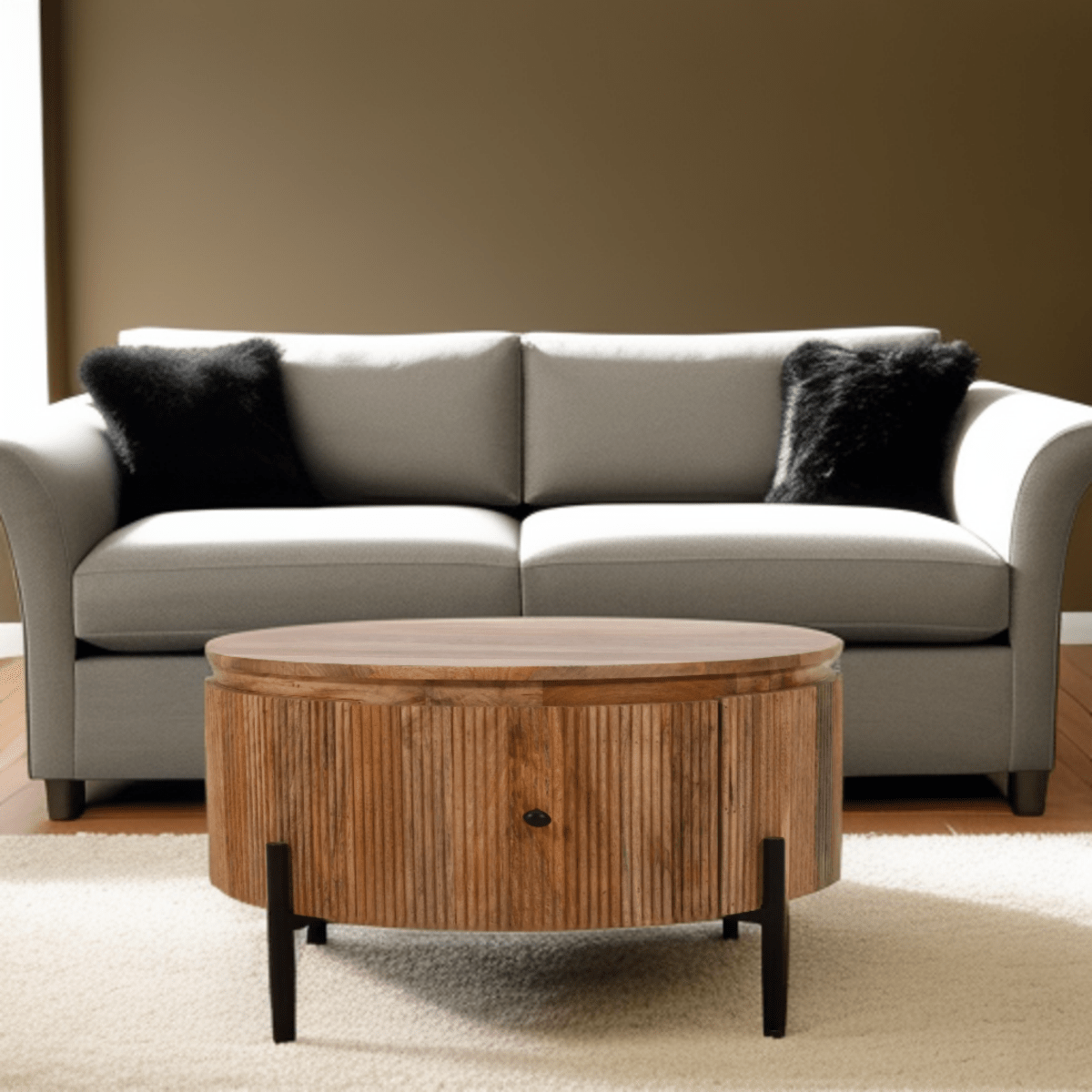 York Natural Solid Wood Coffee Table With Metal Legs - Joe’s Haven