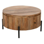 York Natural Solid Wood Coffee Table With Metal Legs - Joe’s Haven
