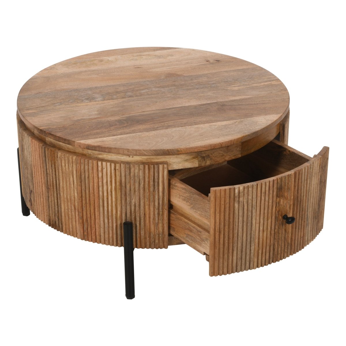 York Natural Solid Wood Coffee Table With Metal Legs - Joe’s Haven