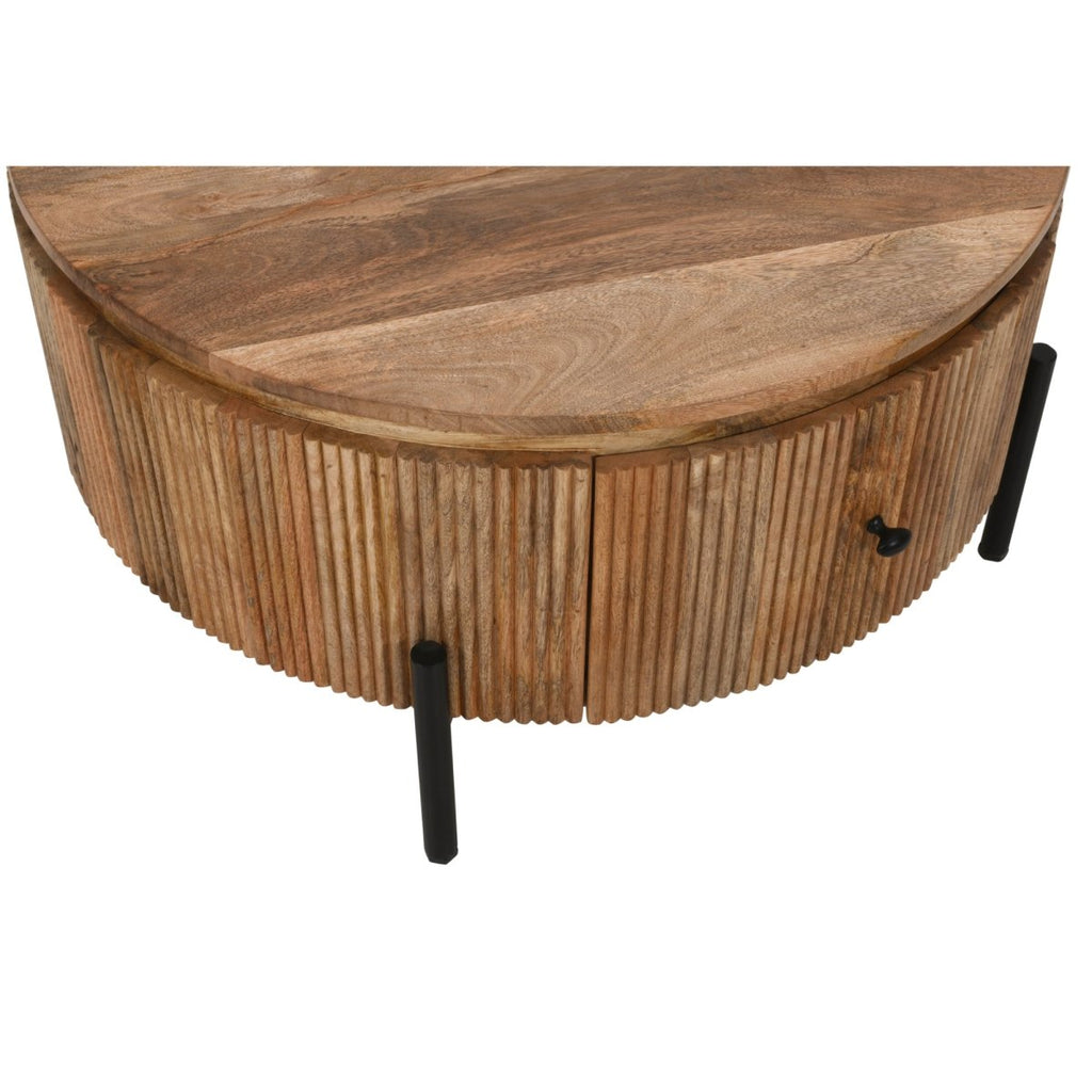 York Natural Solid Wood Coffee Table With Metal Legs - Joe’s Haven