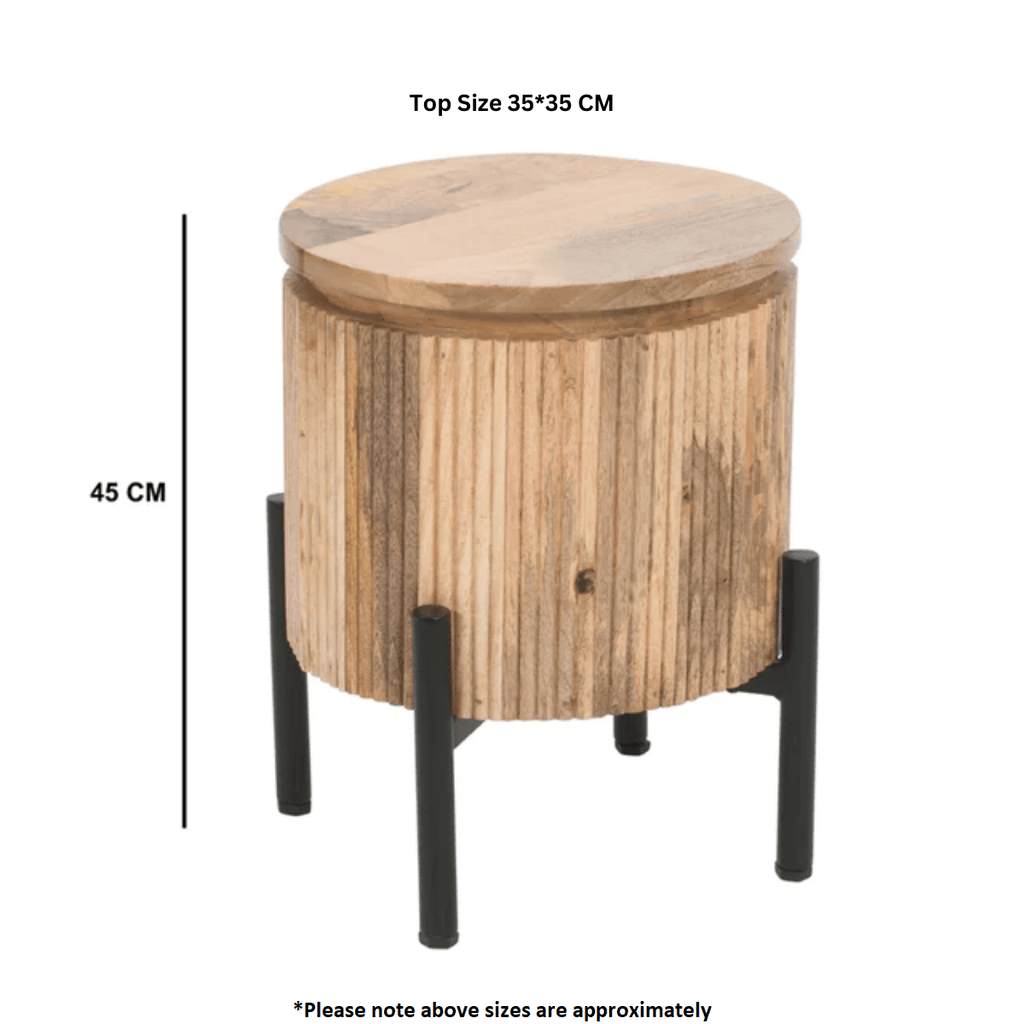 York Solid Wood Bedside Table with Metal Legs - Joe’s Haven