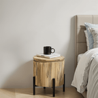 York Solid Wood Bedside Table with Metal Legs - Joe’s Haven