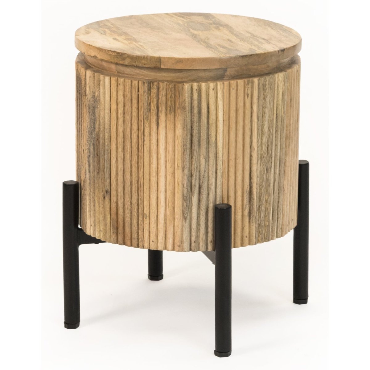 York Solid Wood Bedside Table with Metal Legs - Joe’s Haven