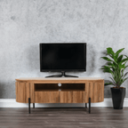 York Natural Solid Wood Tv Cabinet With Metal Legs - Joe’s Haven