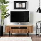York Natural Solid Wood Tv Cabinet With Metal Legs - Joe’s Haven