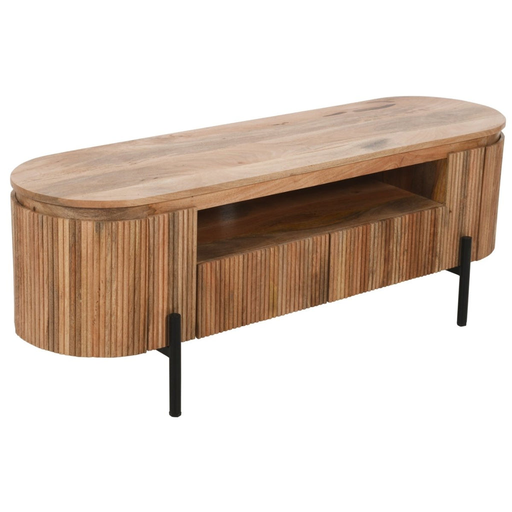 York Natural Solid Wood Tv Cabinet With Metal Legs - Joe’s Haven