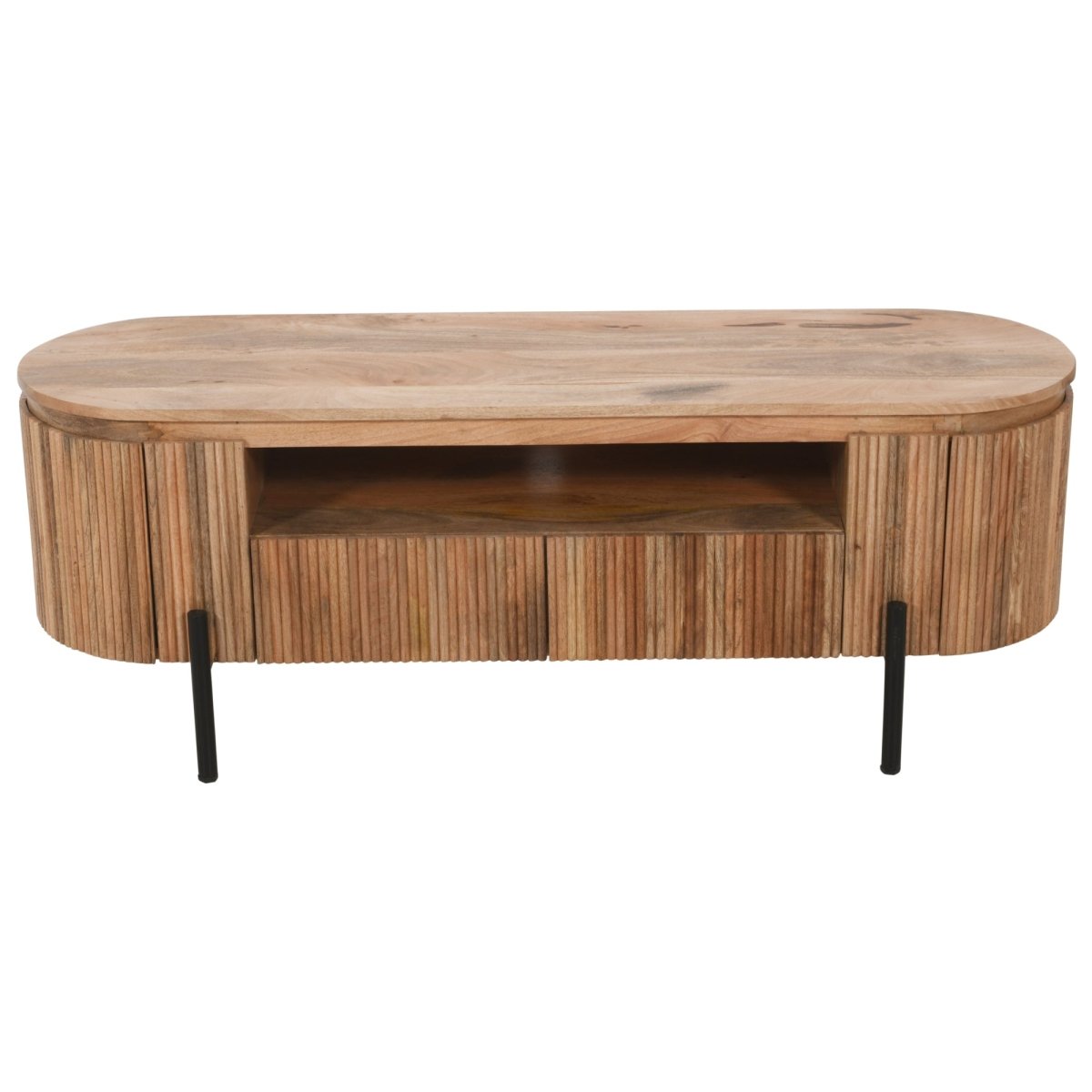 York Natural Solid Wood Tv Cabinet With Metal Legs - Joe’s Haven