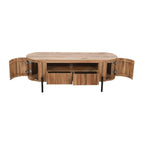York Natural Solid Wood Tv Cabinet With Metal Legs - Joe’s Haven