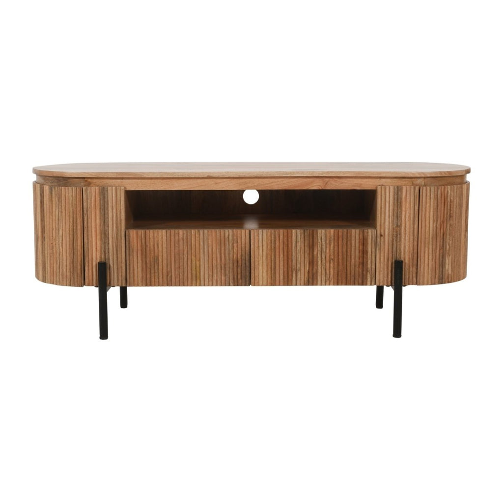 York Natural Solid Wood Tv Cabinet With Metal Legs - Joe’s Haven