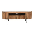 York Natural Solid Wood Tv Cabinet With Metal Legs - Joe’s Haven