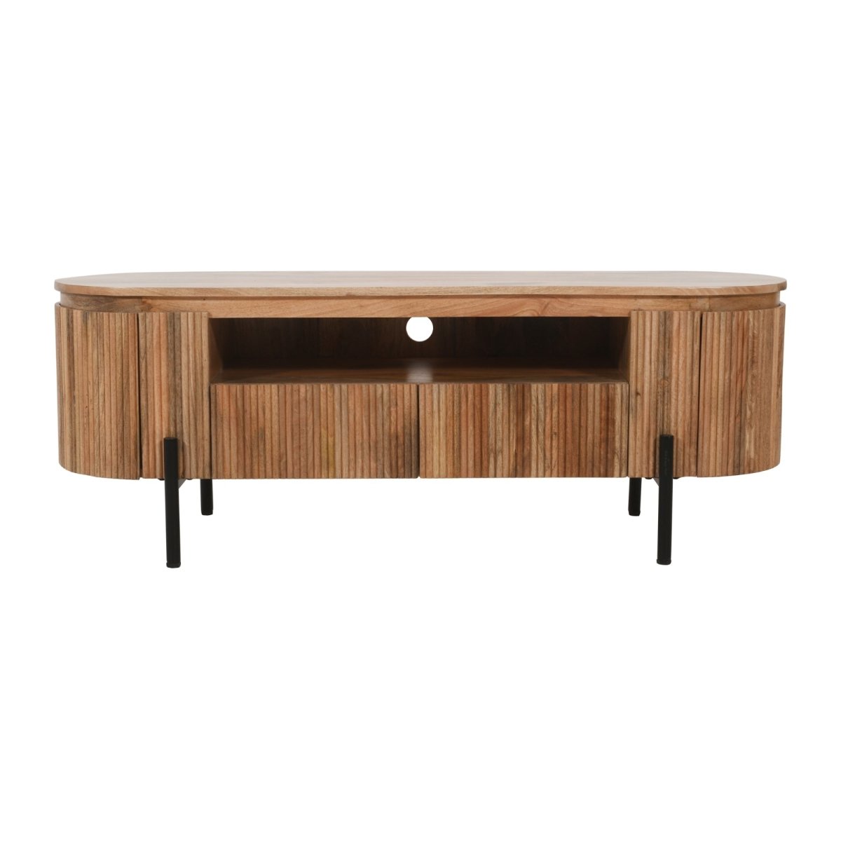 York Natural Solid Wood Tv Cabinet With Metal Legs - Joe’s Haven