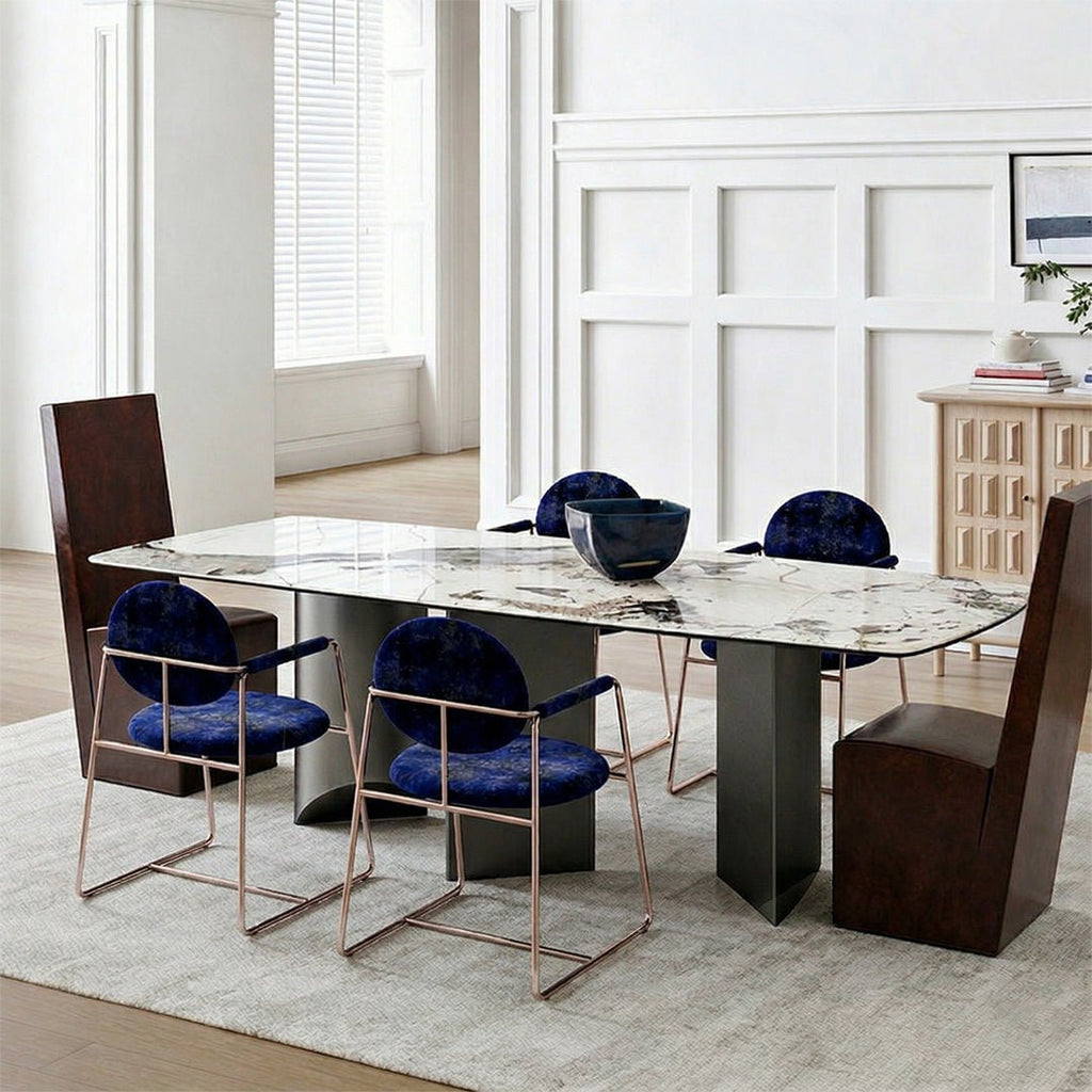 Nala Dining Table With Black Legs, Sintered Stone - Joe’s Haven