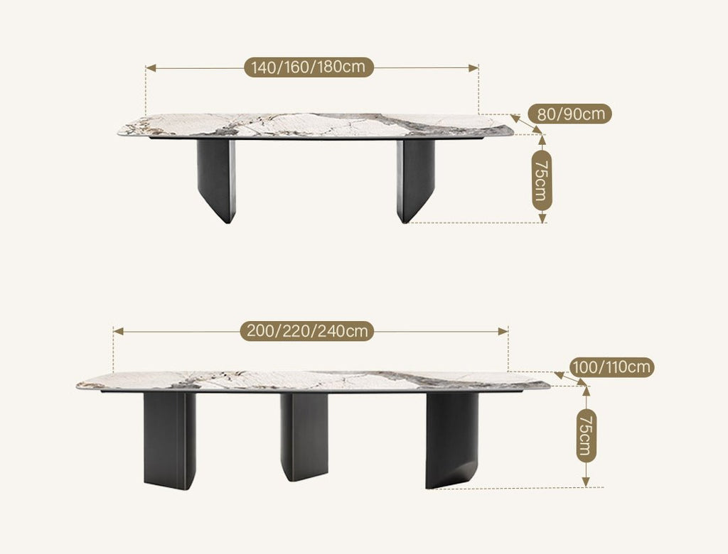 Nala Dining Table With Black Legs, Sintered Stone - Joe’s Haven