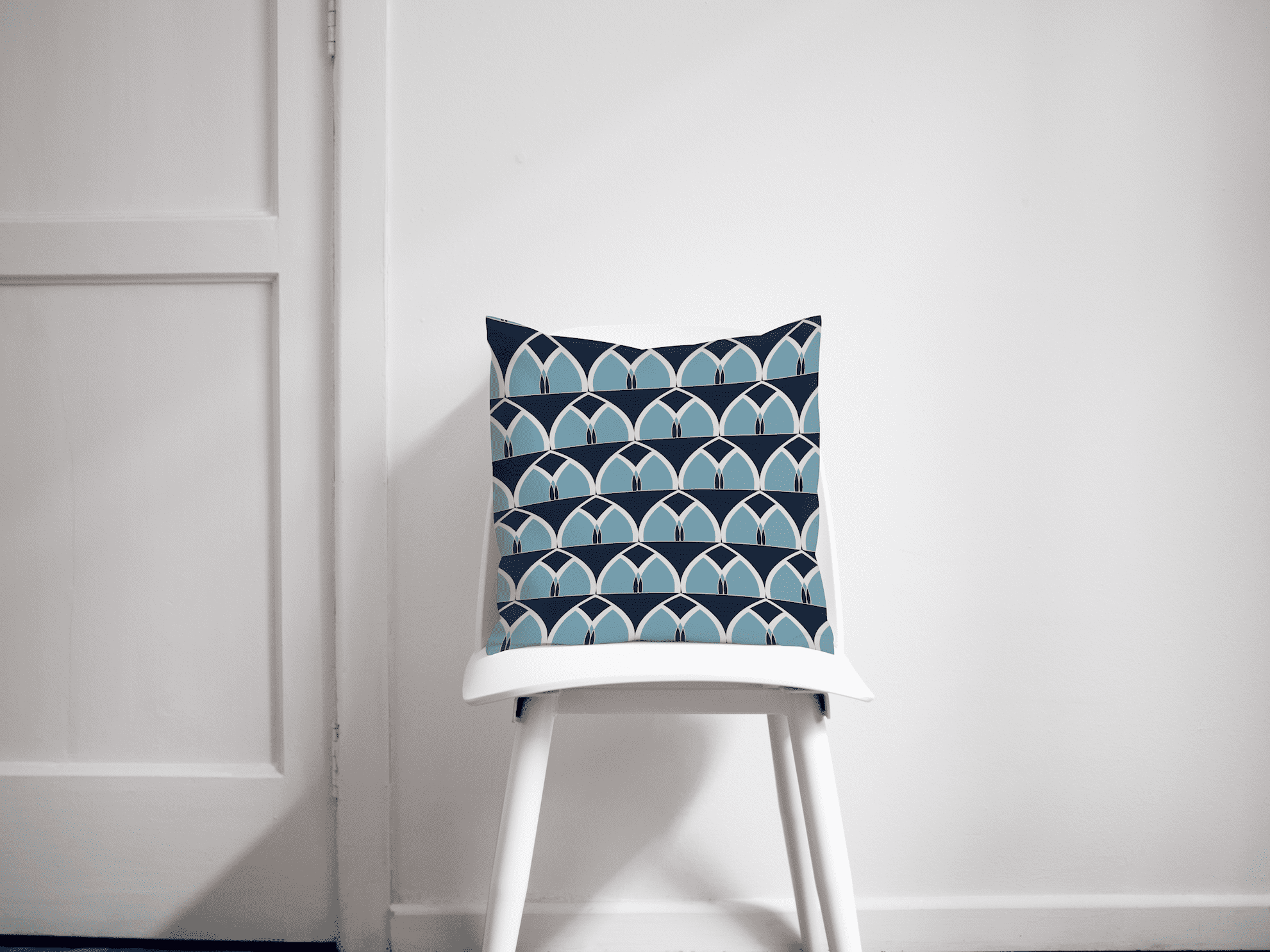 Blue Geometric Arches Design Cushion, Throw Pillow - Joe’s Haven