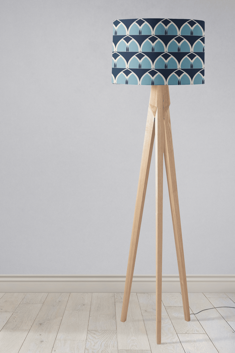 Blue Geometric Arches Design Lampshade, Ceiling or Table Lamp Shade - Joe’s Haven
