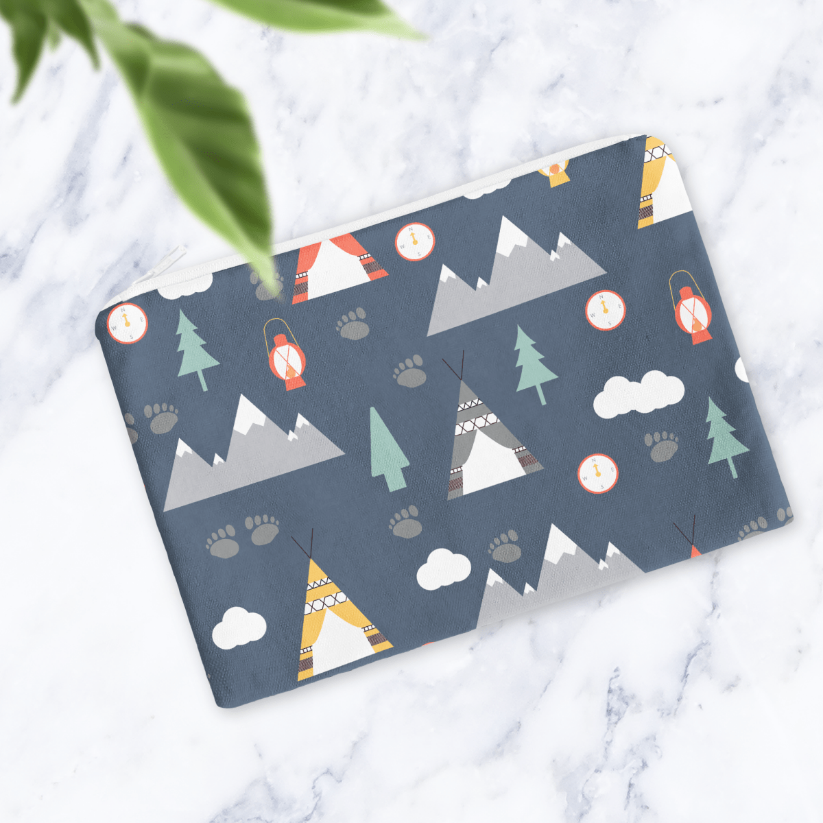 Navy Blue Scandinavian Camping Makeup Bag - Handmade Cosmetic Pouch - Joe’s Haven