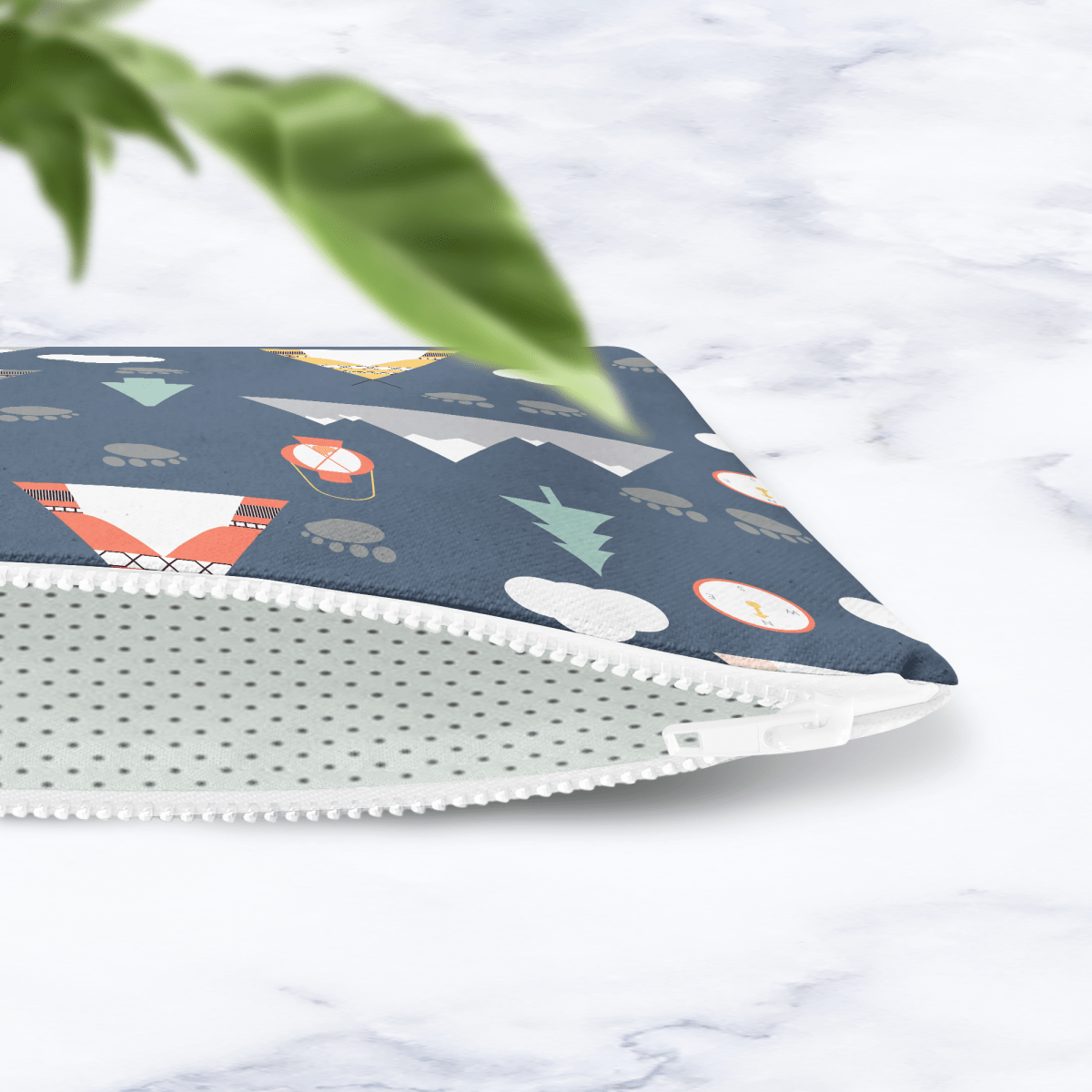 Navy Blue Scandinavian Camping Makeup Bag - Handmade Cosmetic Pouch - Joe’s Haven