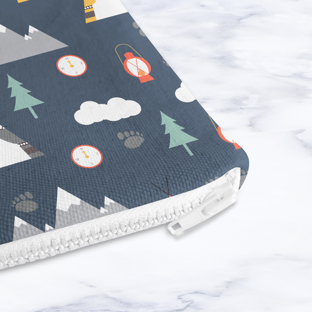 Navy Blue Scandinavian Camping Makeup Bag - Handmade Cosmetic Pouch - Joe’s Haven